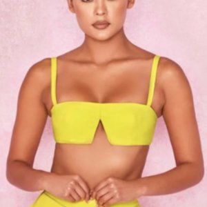 House of CB "Leela Neon Yellow Crepe V-Wire Bralette  "Brighter Than the SuN"